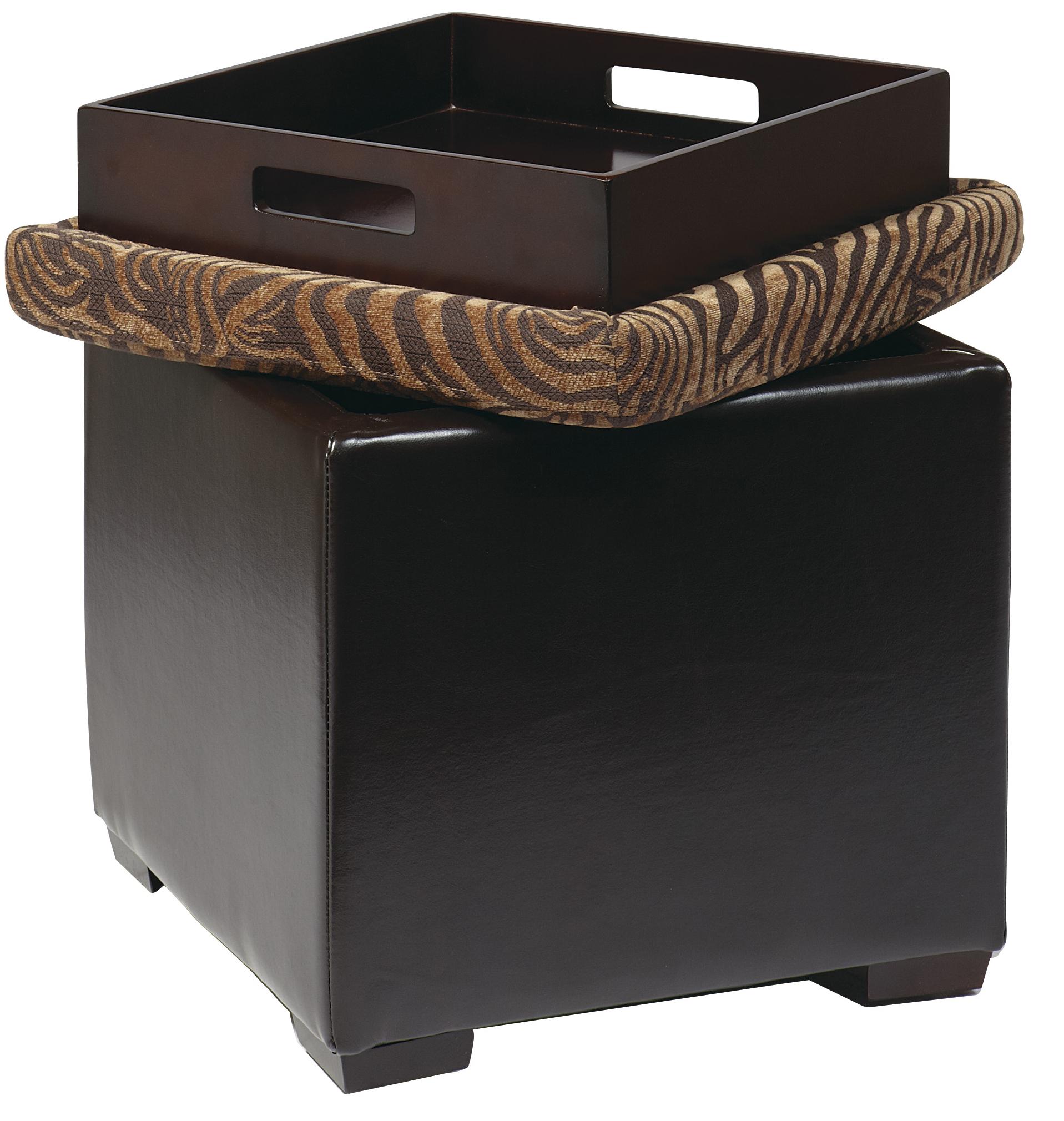 Ottomans Detour Storage Cube w/ Tray Sadler's Home Furnishings Ottoman